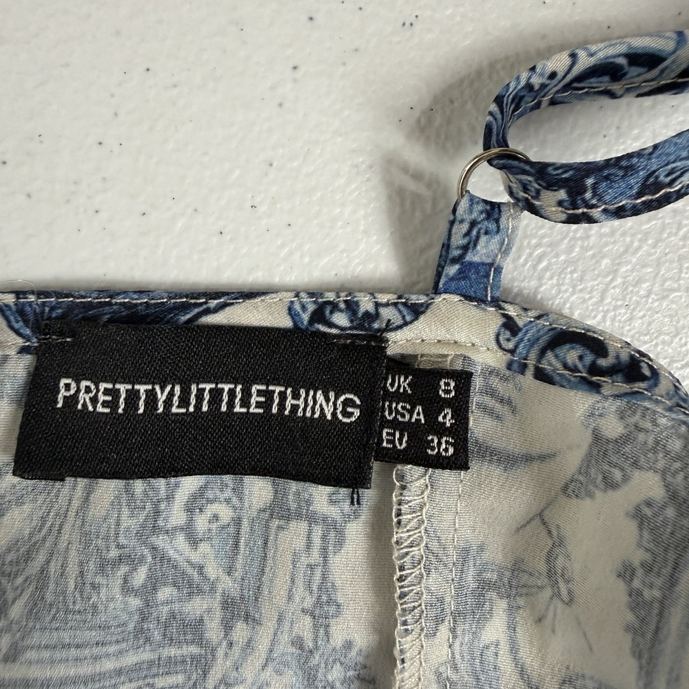 Pretty Little Thing Corset Cami Top Size 8 Roman Grecian Blue Romantic Dainty - Picture 9 of 11
